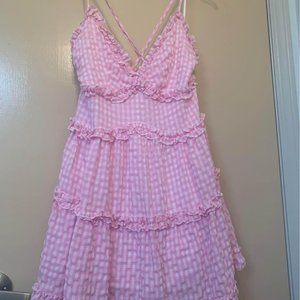Dolls Kill Pink Ruffle Gingham Dress